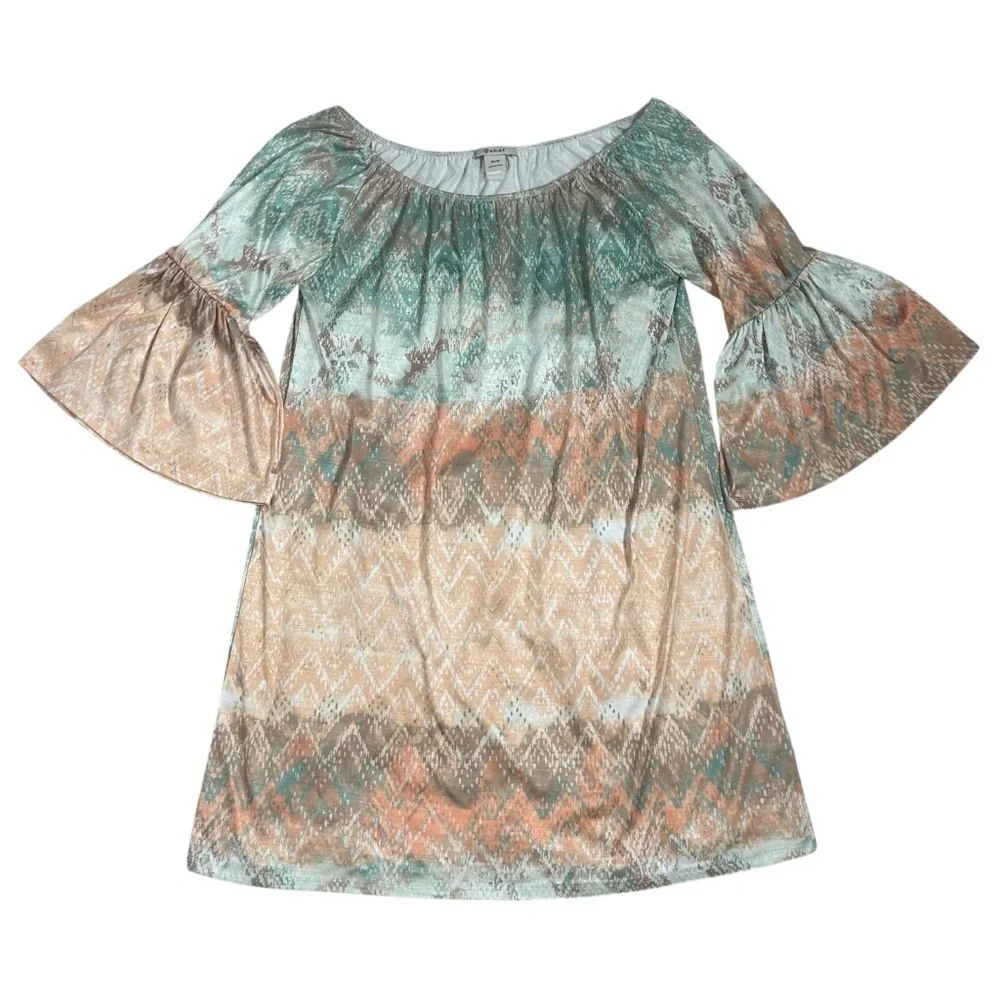 Ariat Bell Sleeve Southwestern Scoop Neck Shift Dress - Picture 6 of 12